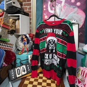 Star Wars Darth Vader Christmas L Knit Sweater Men's Black Multicolor Pre-owned